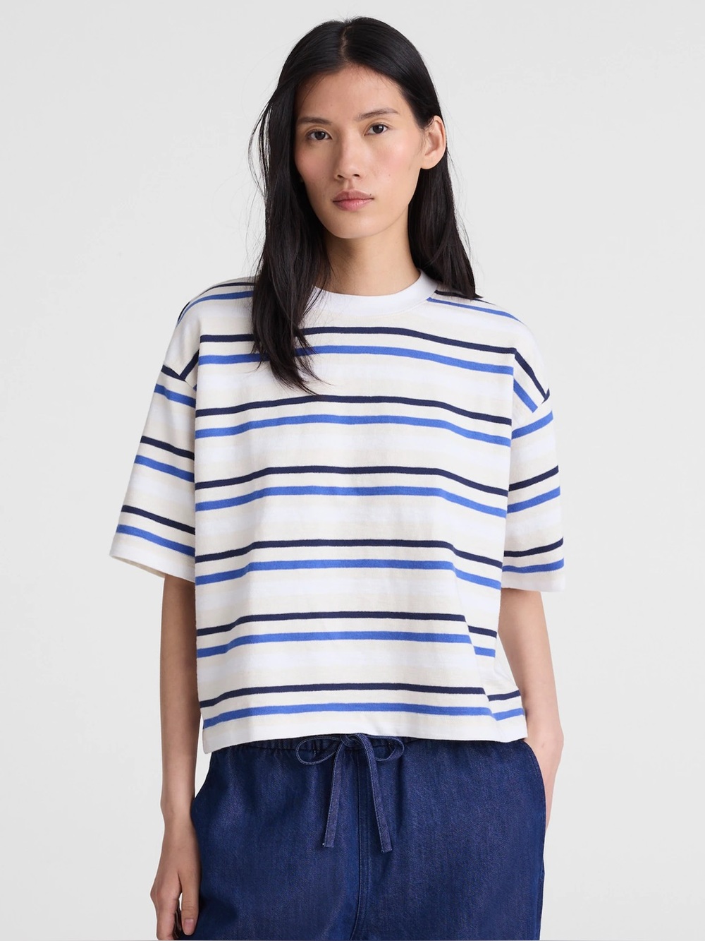 Madewell The Easy Crewneck Short-Sleeve Tee Striped Cotton Crewneck